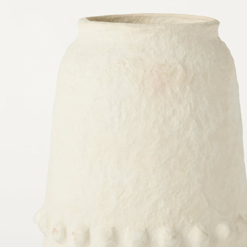 Athena White Rustic Mache Vase