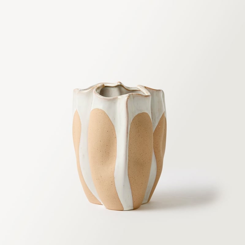 Tie Dye Beige & White Vase