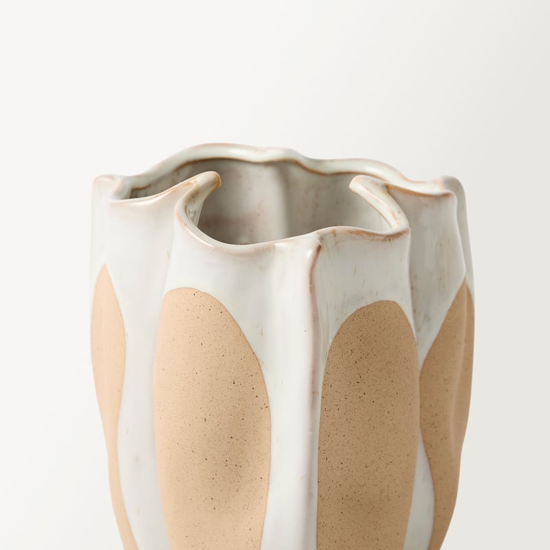 Tie Dye Beige & White Vase