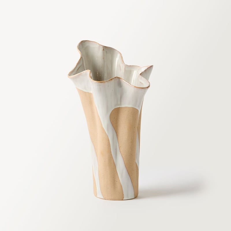 Tie Dye Beige & White Vase