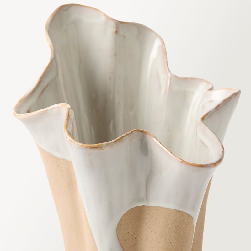 Tie Dye Beige & White Vase