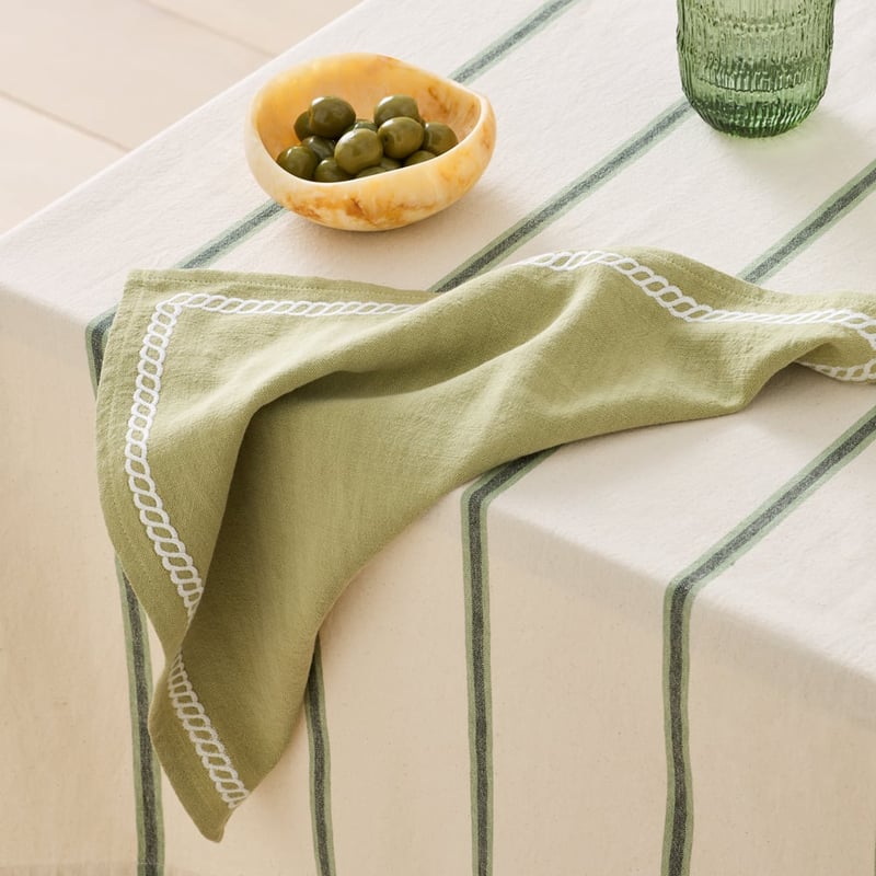 Rope Green Embroidered Napkin Pack of 4