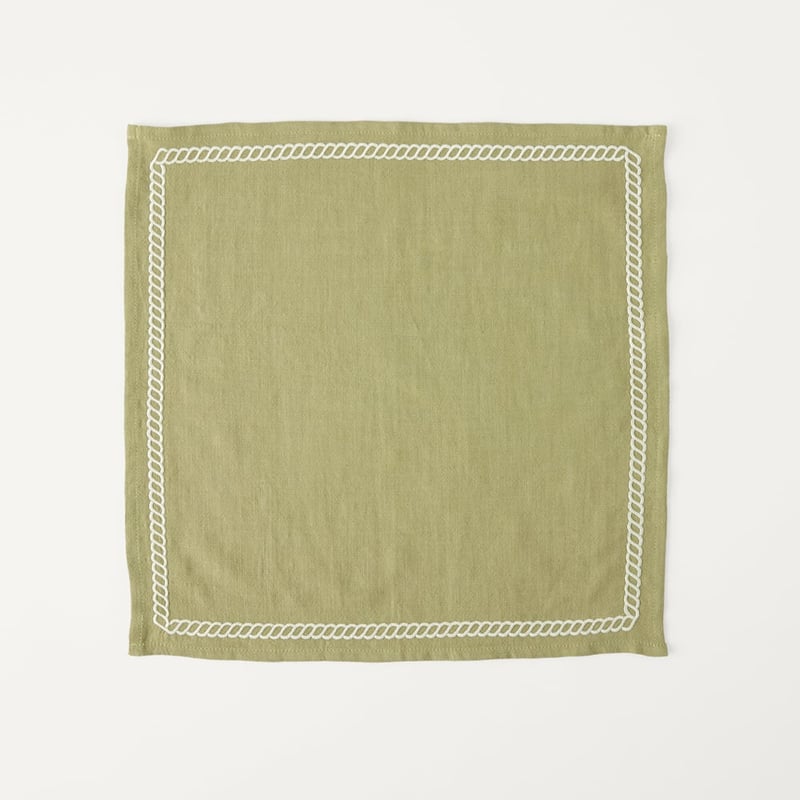 Rope Green Embroidered Napkin Pack of 4