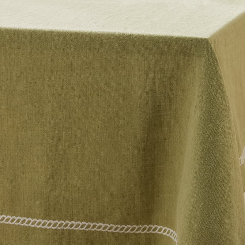 Rope Green Embroidered Tablecloth