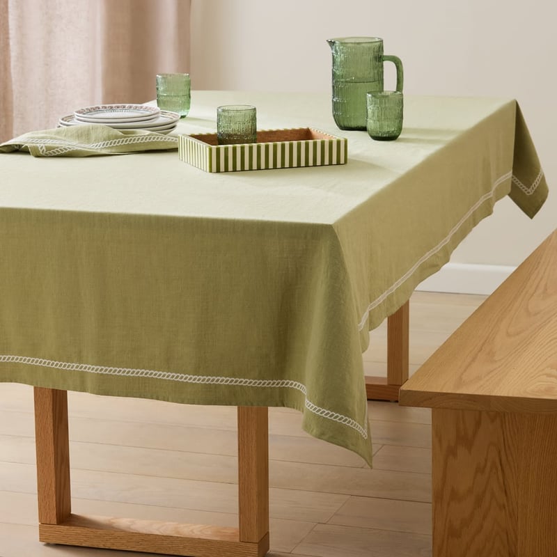 Rope Green Embroidered Tablecloth