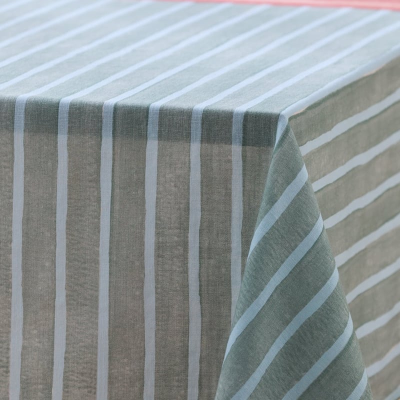 Block Pink Stripe Tablecloth