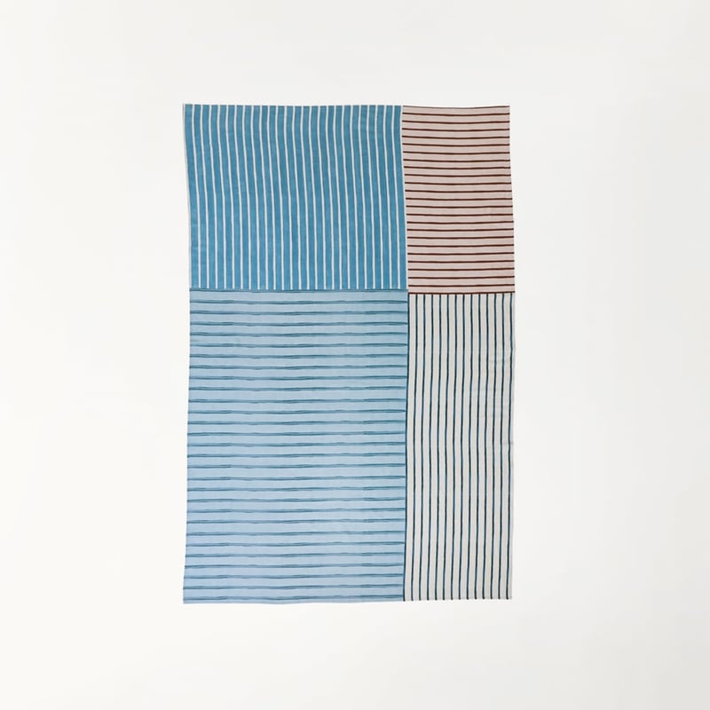 Block Blue Stripe Tablecloth