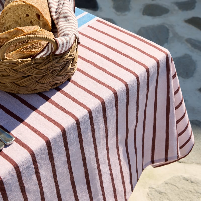 Block Blue Stripe Tablecloth