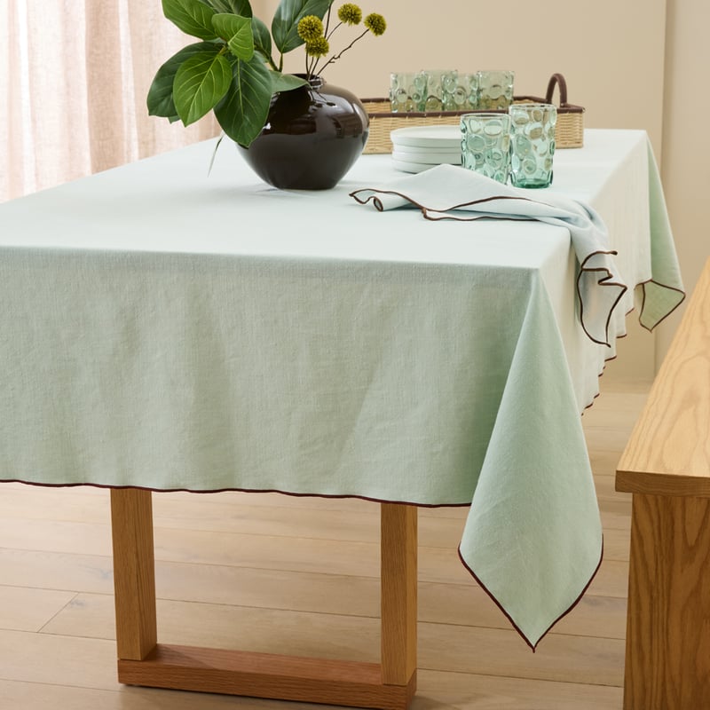 Lulu Mint & Burgundy Tablecloth