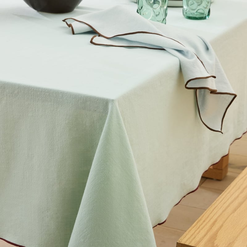 Lulu Mint & Burgundy Tablecloth