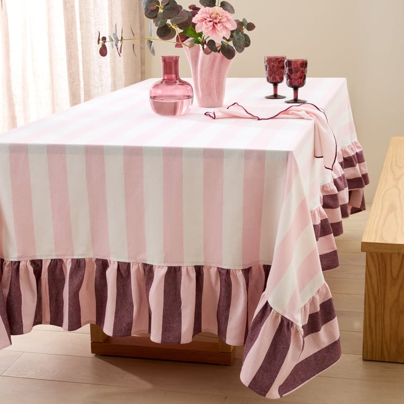 Valentina Frill Pink & Burgundy Tablecloth
