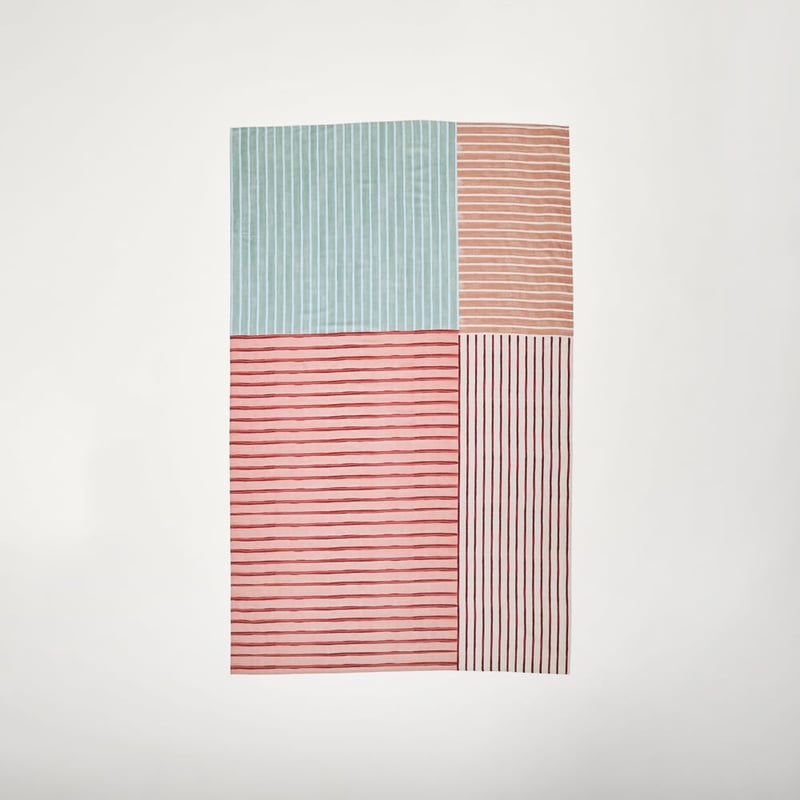 Block Pink Stripe Tablecloth