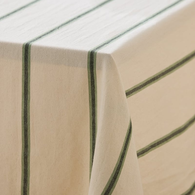 Frankie Green Stripe Tablecloth