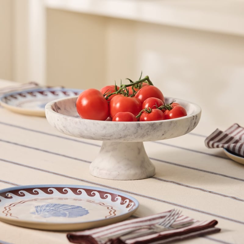 Margot White Marble Pedestal Bowl