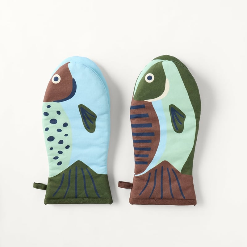 Fish Blue & Green Oven Mitt Pack of 2