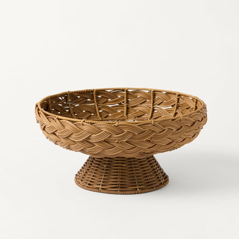 Plait Natural Woven Pedestal Bowl