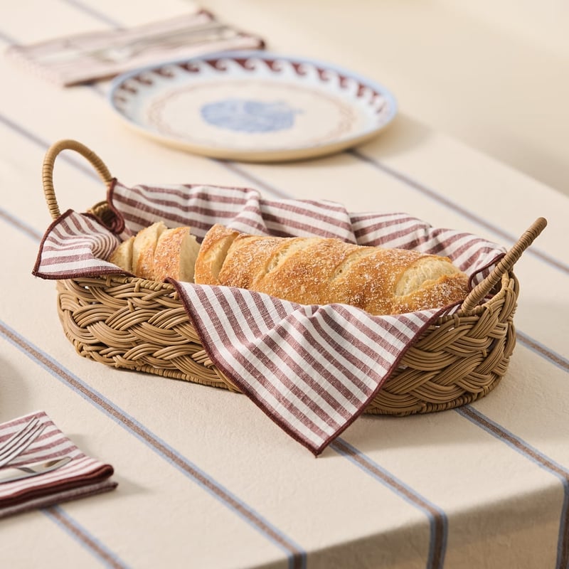 Plait Natural Woven Oblong Bread Basket