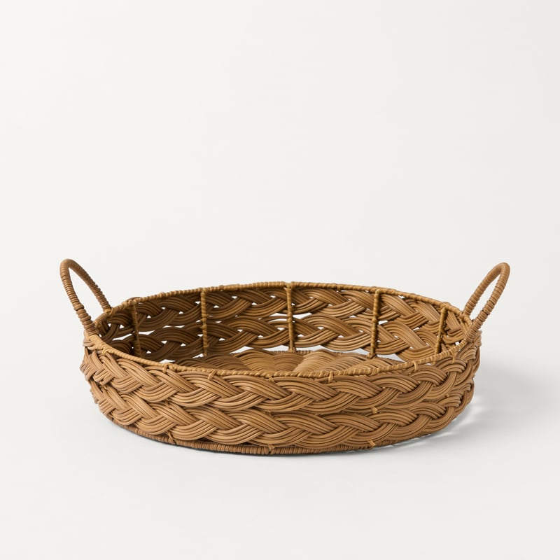 Plait Natural Woven Round Tray with Handles