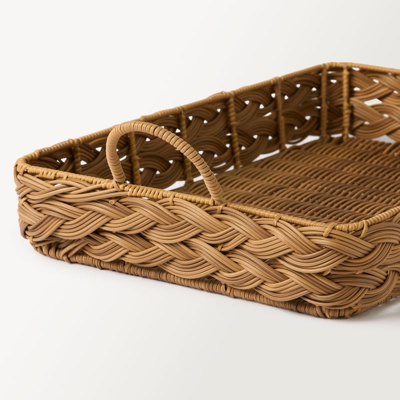 Plait Natural Woven Rectangle Tray with Handles