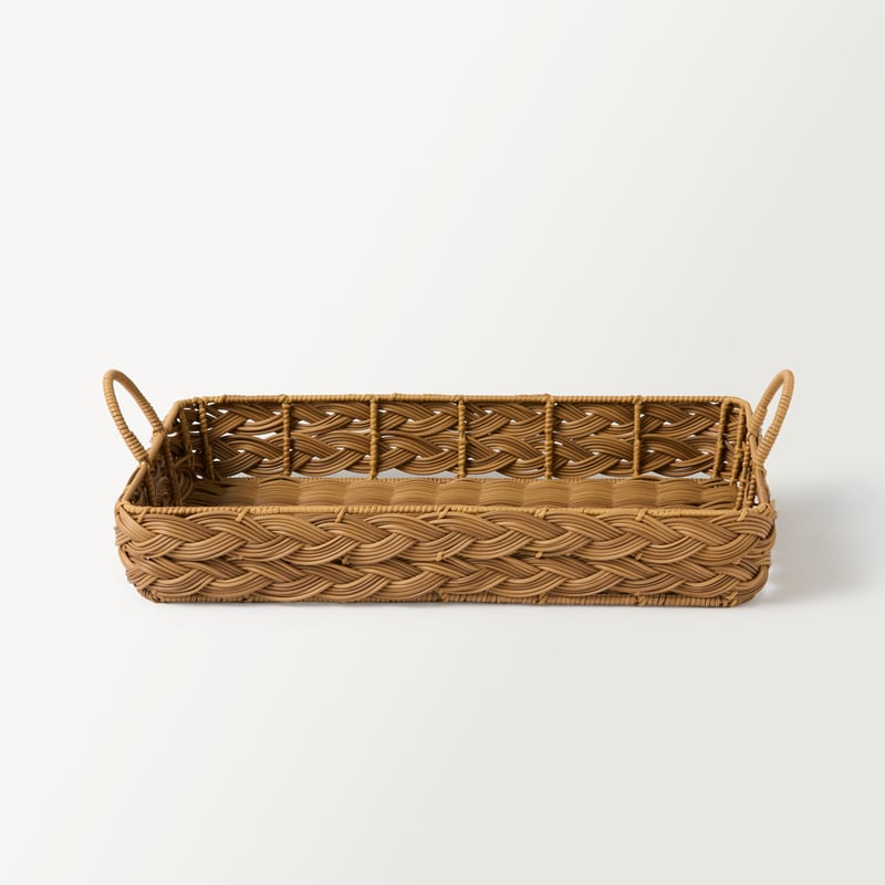 Plait Natural Woven Rectangle Tray with Handles
