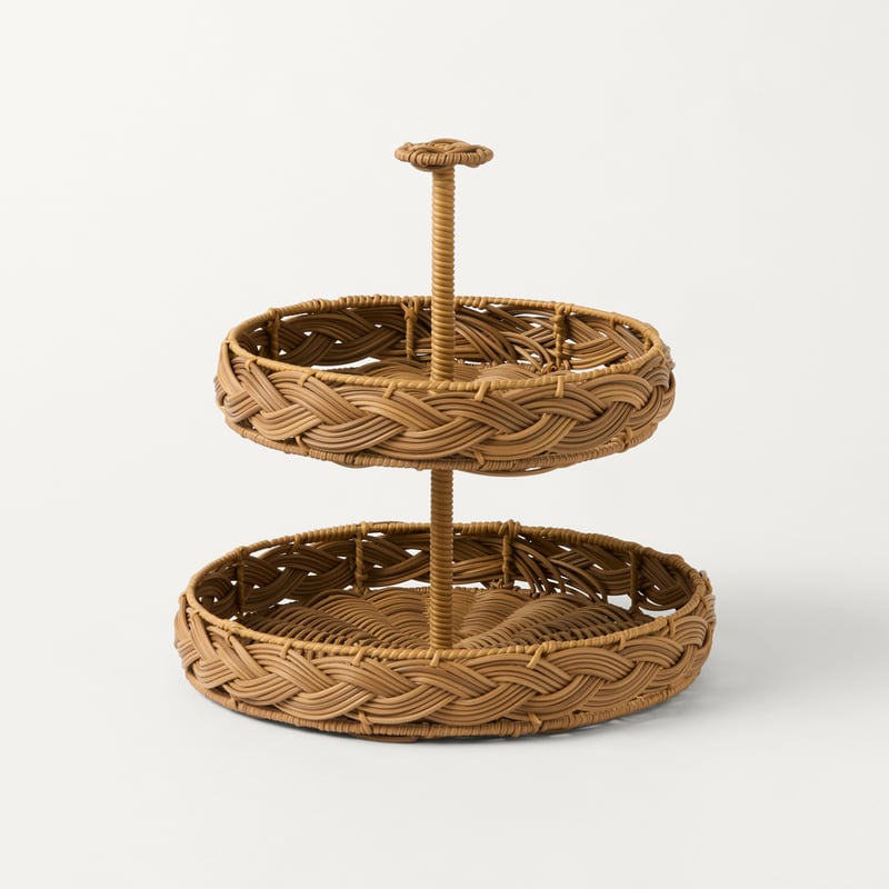 Plait Natural Woven Tiered Stand