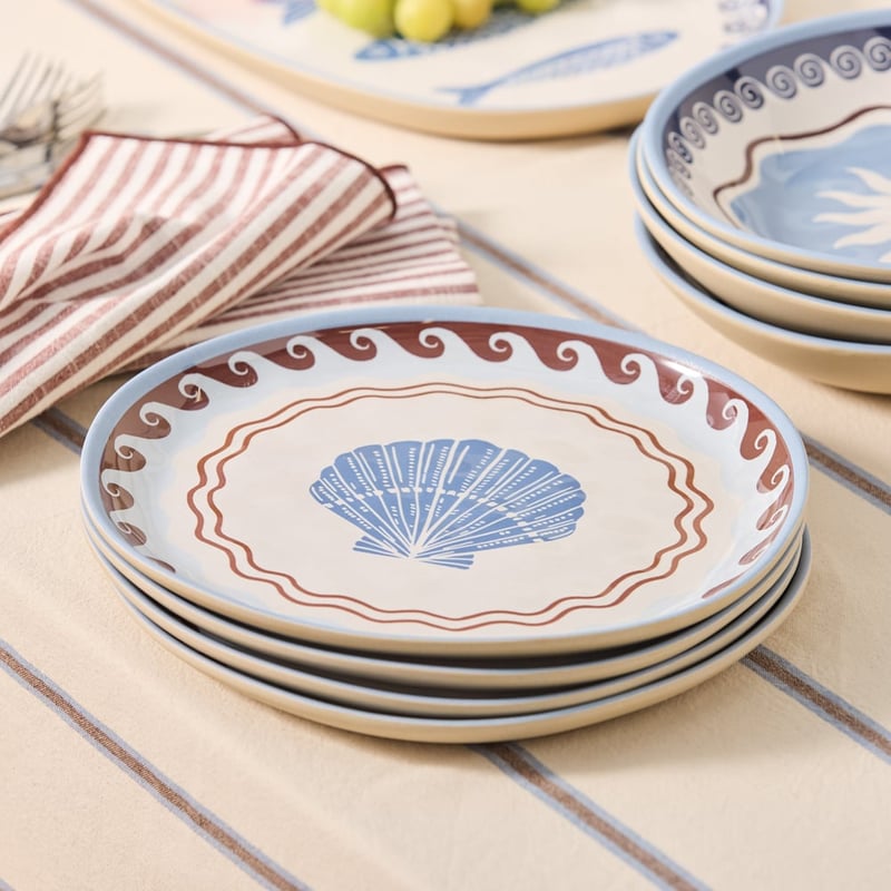 Aegean Blue Melamine Dinner Plates 4 of Pack