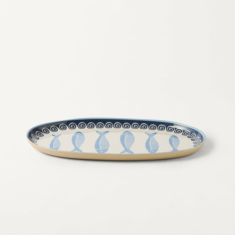 Aegean Blue Melamine Oval Tray
