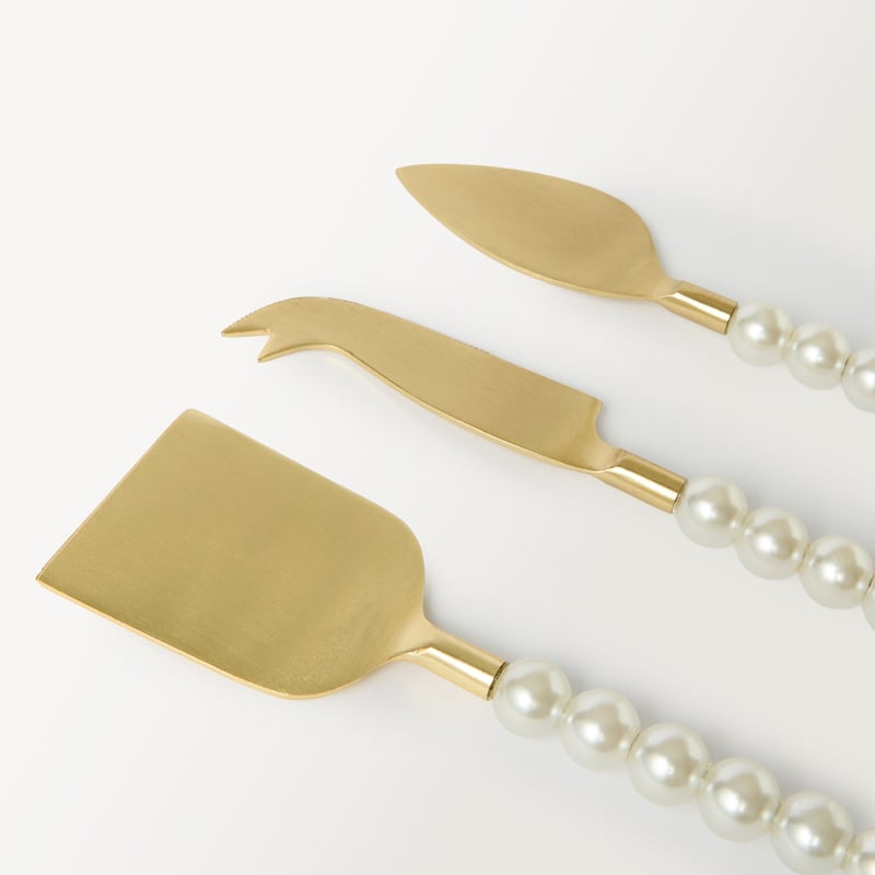 Pearl Gold Cheese Knives Set of 3