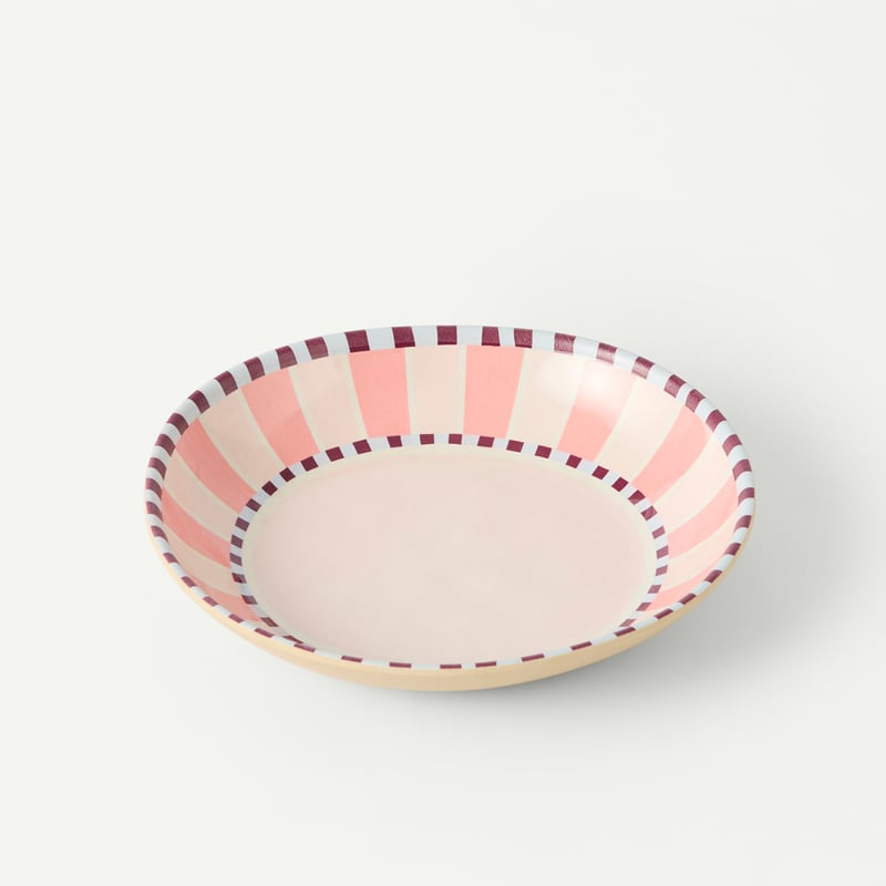 Stripe Pink Melamine Dinner Bowls Pack of 4