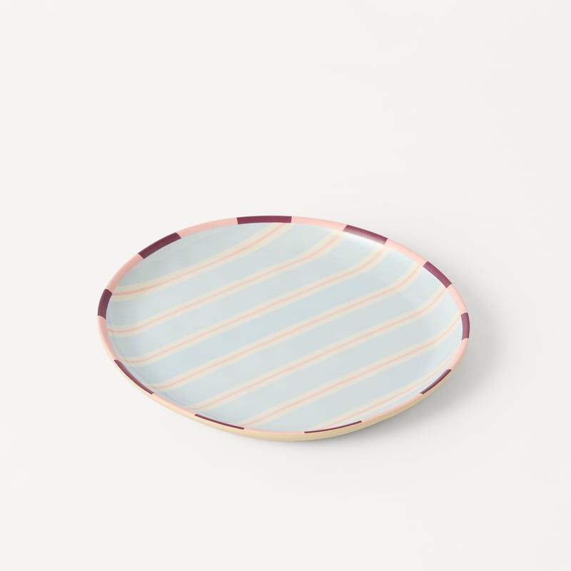 Stripe Blue Melamine Dinner Plates Pack of 4