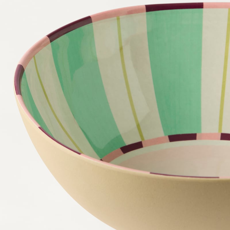 Stripe Green Melamine Serving Bowl