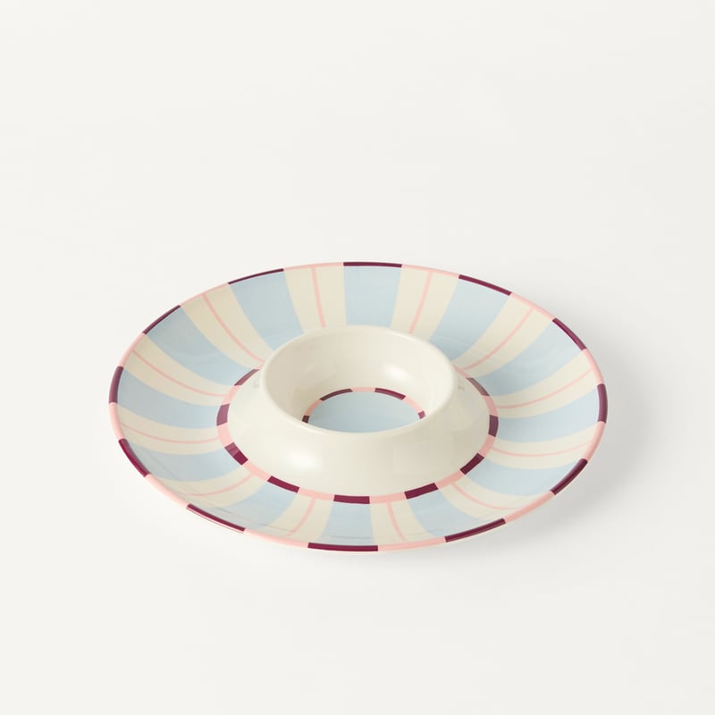 Stripe Blue Melamine Chip and Dip