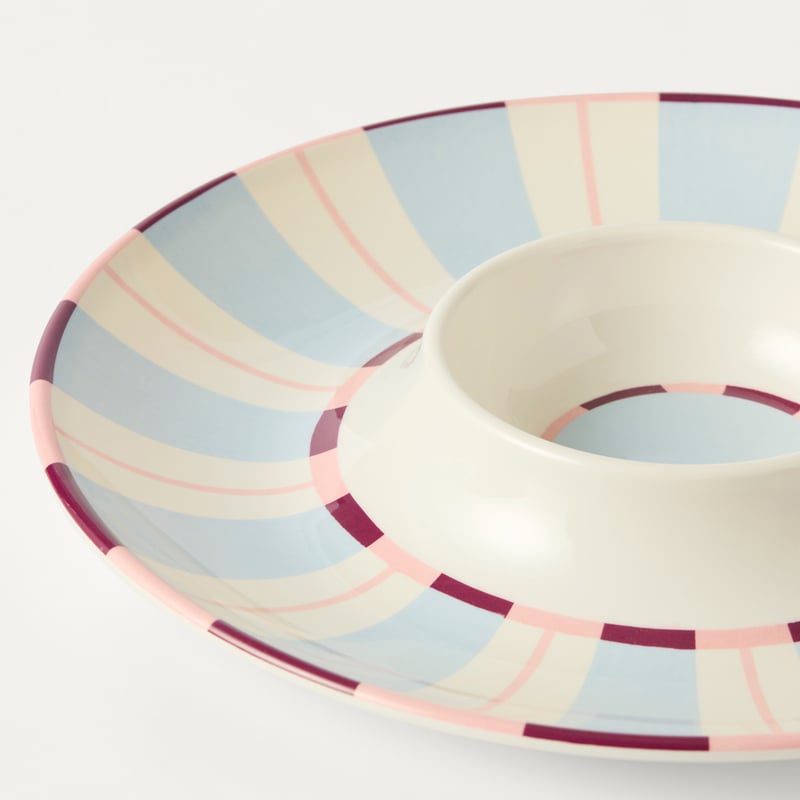 Stripe Blue Melamine Chip and Dip