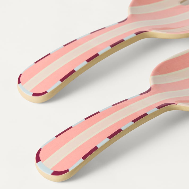 Stripe Pink Melamine Salad Servers