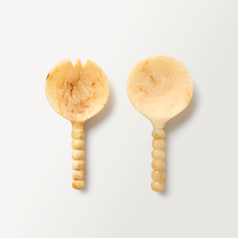 Arto Caramel Resin Bobble Salad Servers Set of 2