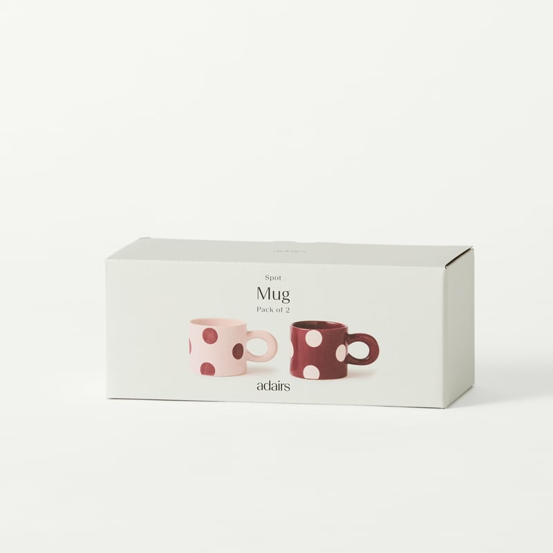 Spot Pink & Burgundy Mug Pack of 2