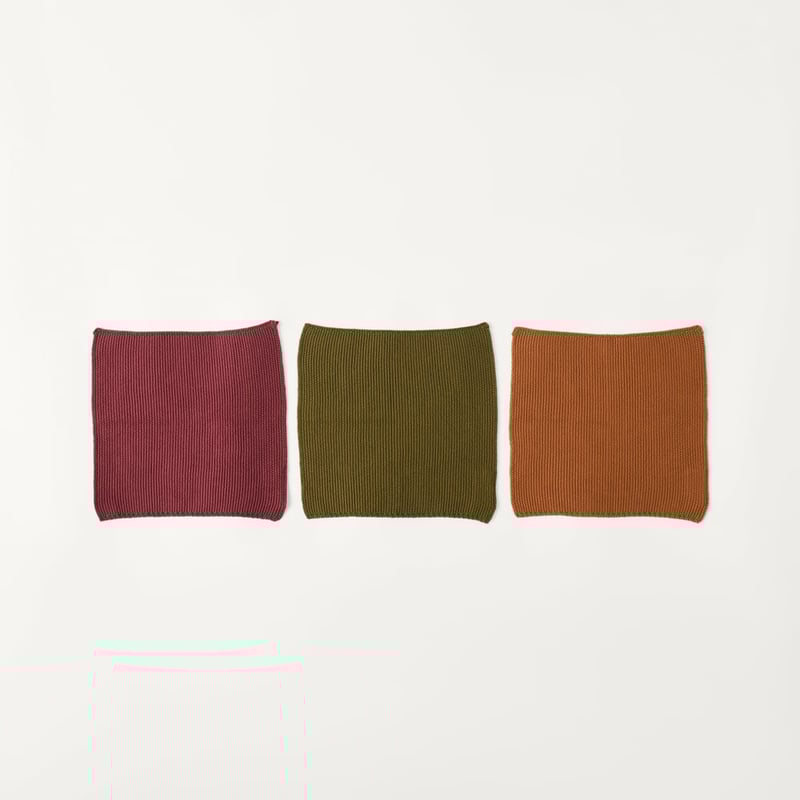 Hudson Olive, Redwood & Caramel Cotton Bamboo Knitted Washcloths