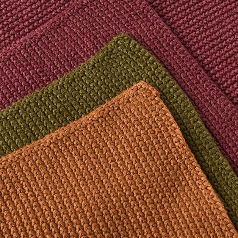 Hudson Olive, Redwood & Caramel Cotton Bamboo Knitted Washcloths