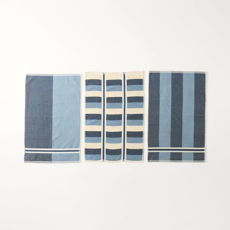 Australian Cotton Midnight Navy Stripe Tea Towel Pack of 3