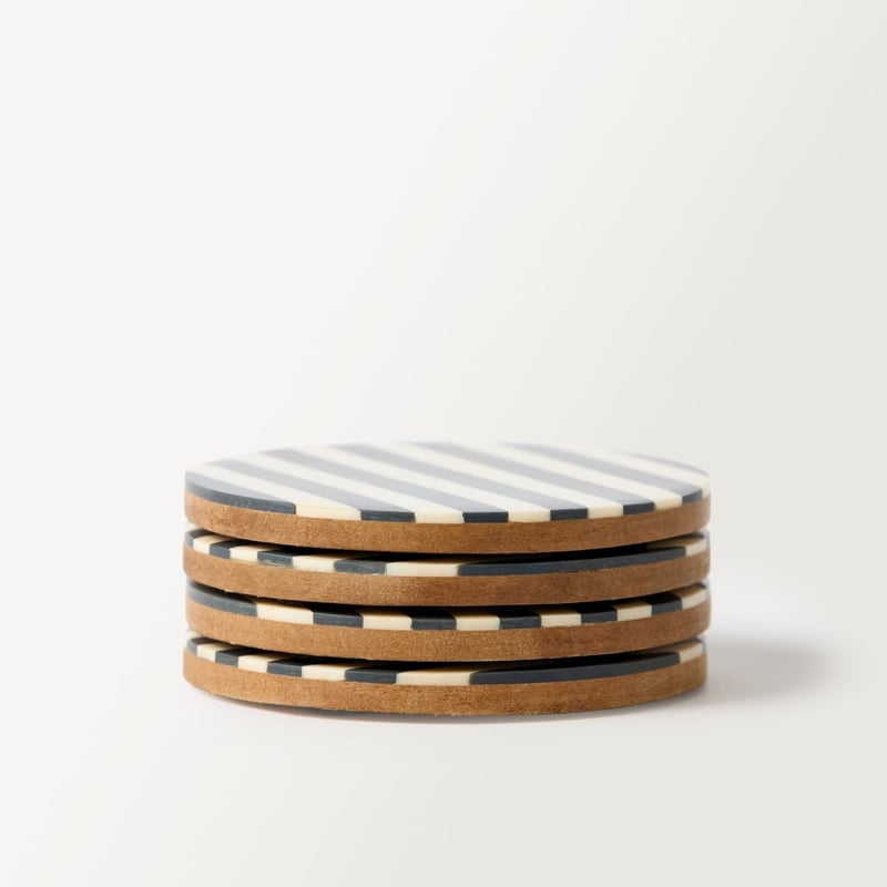 Attica Black & Ivory Round Resin Coasters Pack of 4