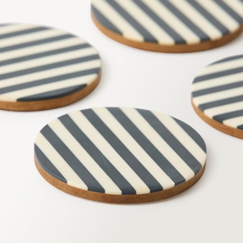 Attica Black & Ivory Round Resin Coasters Pack of 4