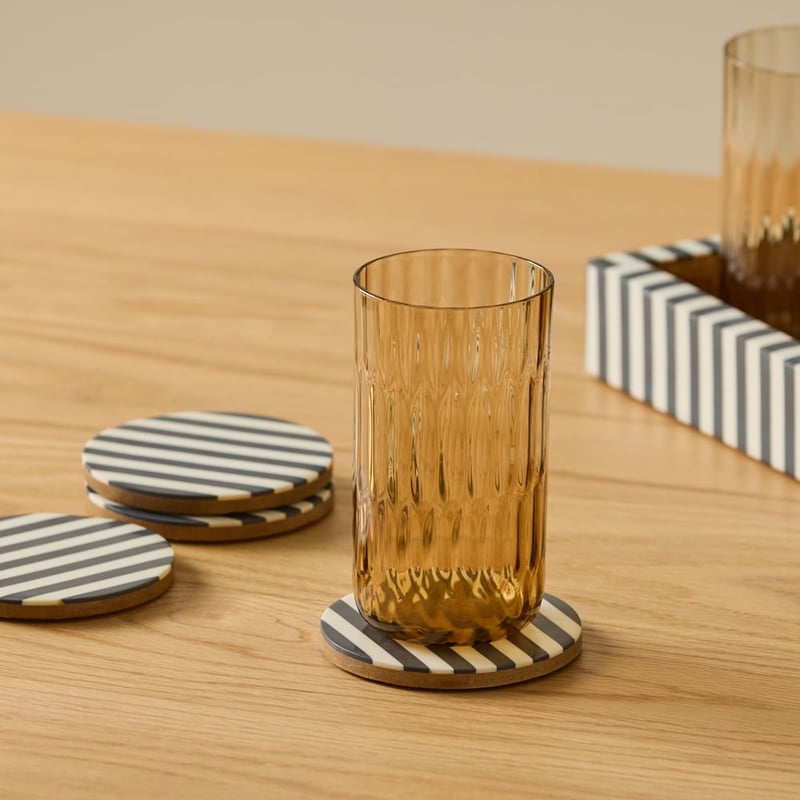Attica Black & Ivory Round Resin Coasters Pack of 4