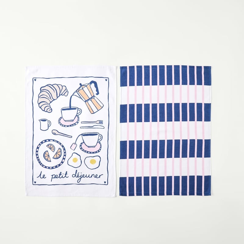 Petit Dejeuner Breakfast Tea Towel Pack of 2