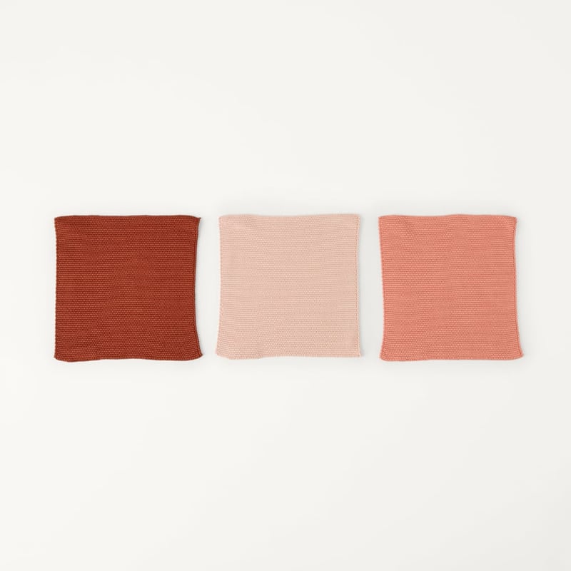 Hudson Redwood, Coral & Rose Cotton Bamboo Knitted Washcloths Pack of 3