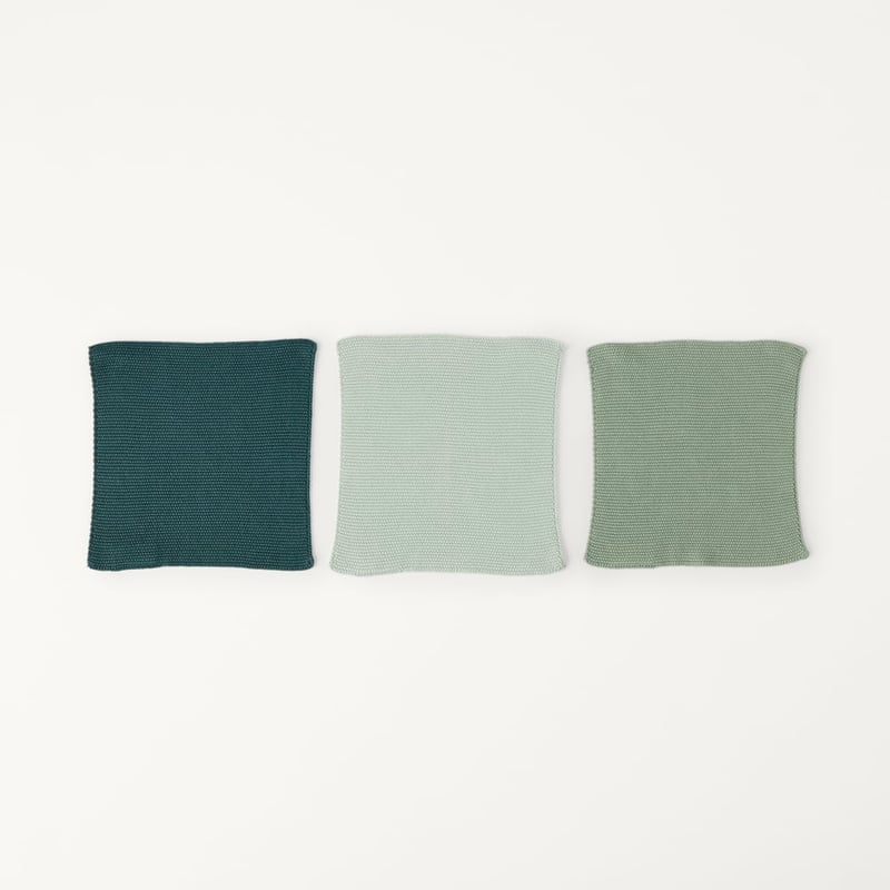 Hudson Seapine, Mineral & Spearmint Cotton Bamboo Knitted Washcloths Pack of 3