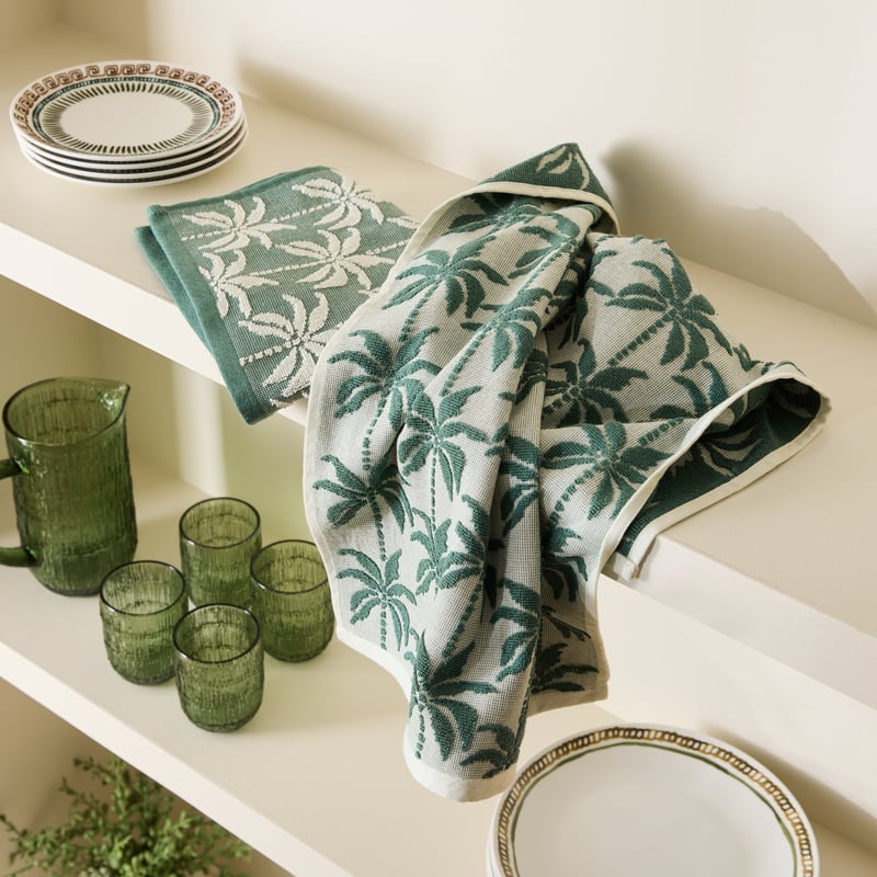 Palm Green Tea Towel Pack of 2
