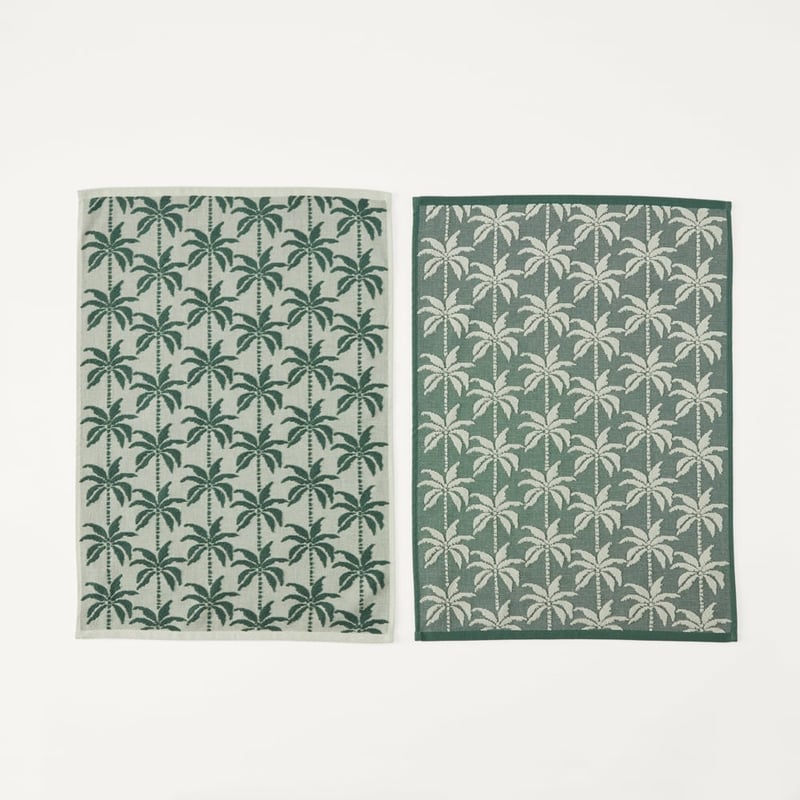 Palm Green Tea Towel Pack of 2