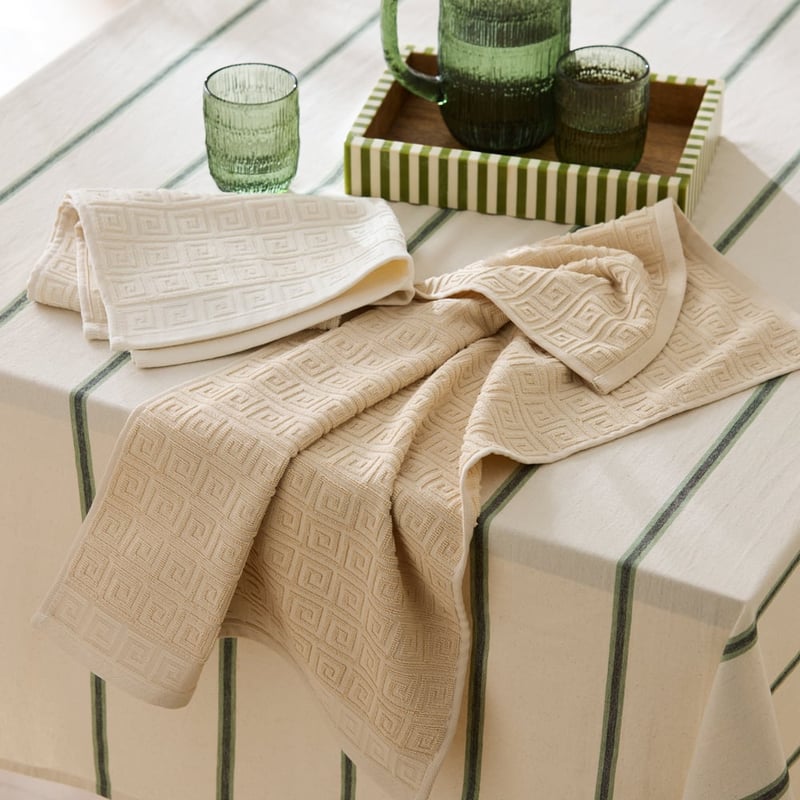 Grecian Cream Key Tea Towel Pack of 2