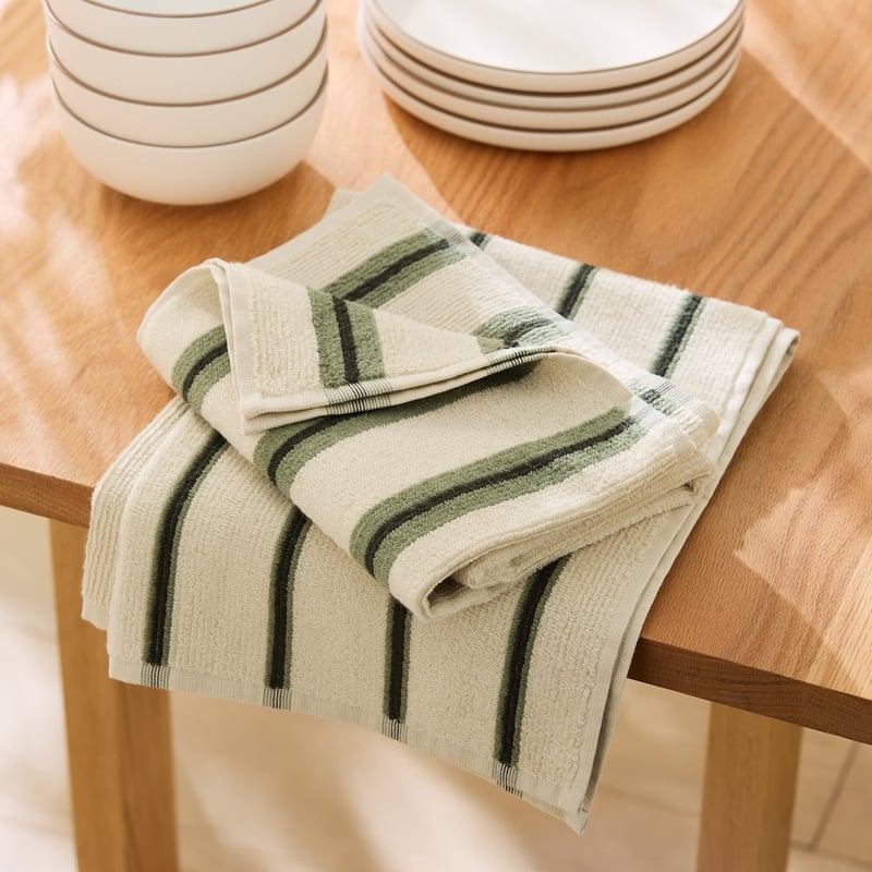 Frankie Dark Green & Light Green Tea Towel Pack of 2