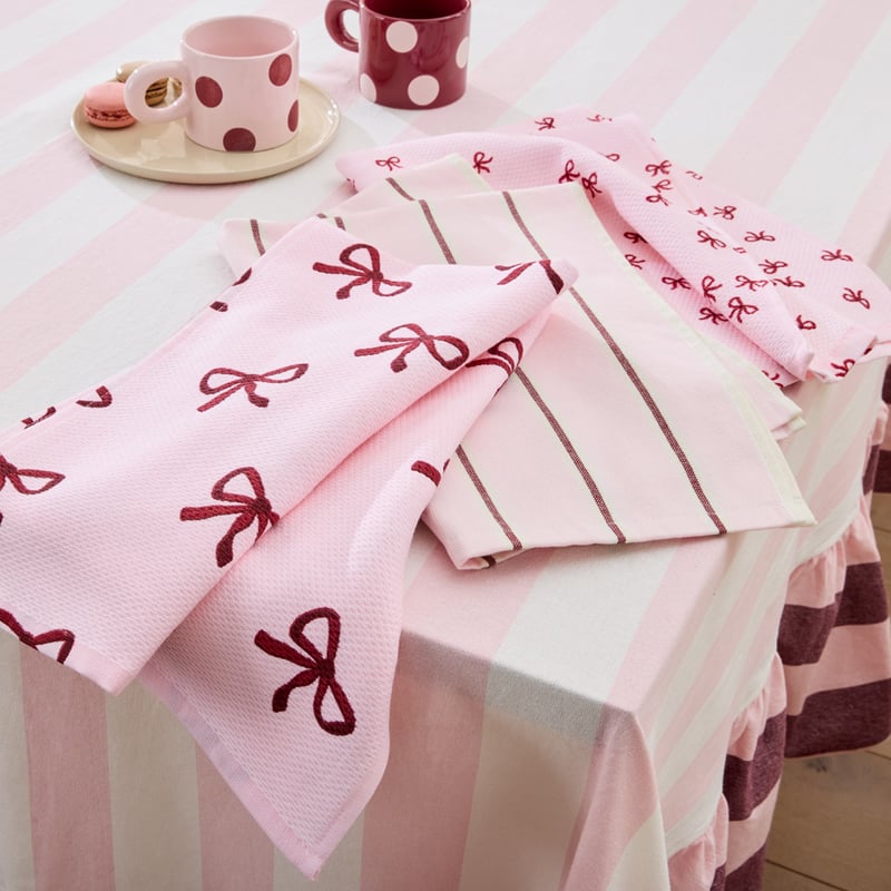 Mina Bows Blush & Merlot Tea Towel Pack of 3